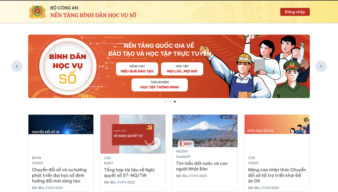 Số lượng cơ bản phổ biến của các trường kỹ thuật số ” 3 Số lượng cơ bản phổ biến của các trường kỹ thuật số ” Giao diện trang web của nền tảng trong phần giới thiệu. Ảnh: Luu QUY