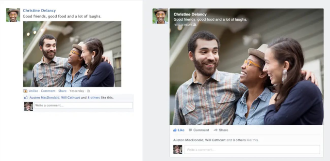 Giao diện Facebook thay đổi trong 20 năm 6 Giao diện Facebook thay đổi trong 20 năm Vào năm 2013, mục tiêu của Zuckerberg, là mang các tờ báo được cá nhân hóa tốt nhất trên thế giới cho mọi người, và giao diện Facebook tiếp tục thay đổi và sắp xếp các bài viết về các chủ đề như tin tức, âm nhạc, hình ảnh, ảnh, video và sự kiện. Ảnh và video cũng có kích thước lớn hơn và được hiển thị thường xuyên hơn. Với sự bùng nổ của điện thoại thông minh tại thời điểm đó, giao diện di động cũng có thiết kế tương tự hơn. Ảnh: Facebook