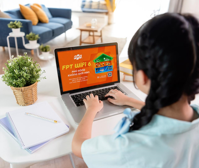 Băng thông kép FPT, ít nhất 300 Mbps 3 Băng thông kép FPT, ít nhất 300 Mbps Wi-Fi 6 được sử dụng cho các chương trình của người dùng. Ảnh: FPT