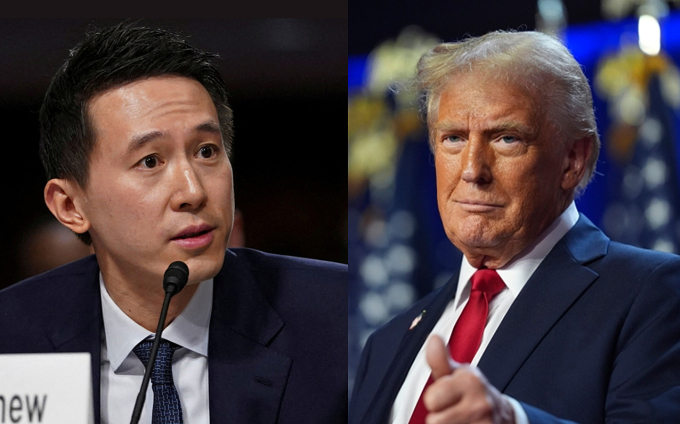 Giám đốc điều hành Tiktok gặp Donald Trump khi lệnh cấm đến gần 2 Giám đốc điều hành Tiktok gặp Donald Trump khi lệnh cấm đến gần CEOS Tiktok Shou Zi Chew (trái) và ông Donald Trump. Ảnh: Reuters/AP